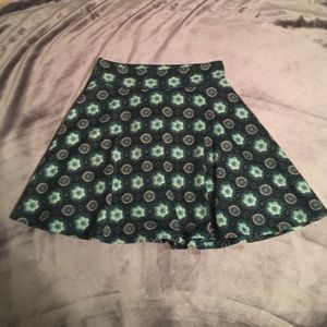 Green patterned skater skirt